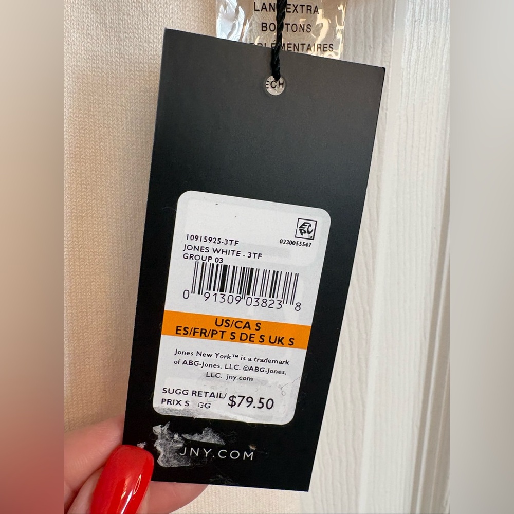 Jones New York Mock Neck Short Sleeve Sweater Top White Size Small NWT Soft Knit - Picture 5 of 9